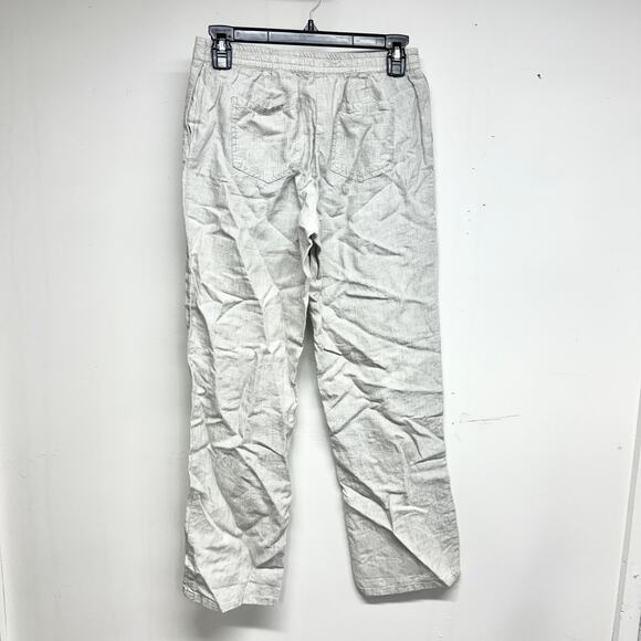 BODEN Women's Light Heather Gray Linen Straight Leg Drawstring Pants Size 6P - Picture 4 of 4